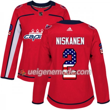 Dame Eishockey Washington Capitals Trikot Matt Niskanen 2 Adidas 2017-2018 Rot USA Flag Fashion Authentic